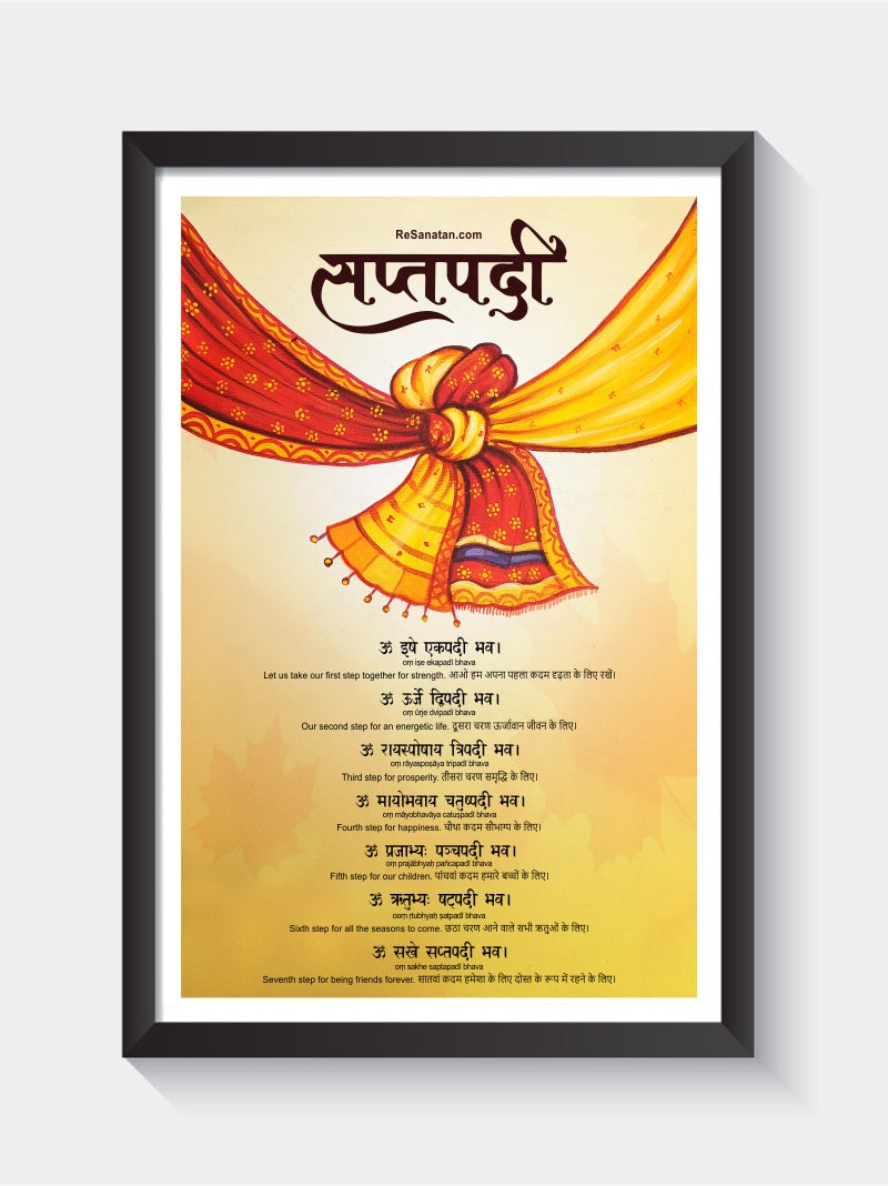 Saptapadi Mantra Wall Frame - Marriage and Anniversary Gift - Framed Wall Art