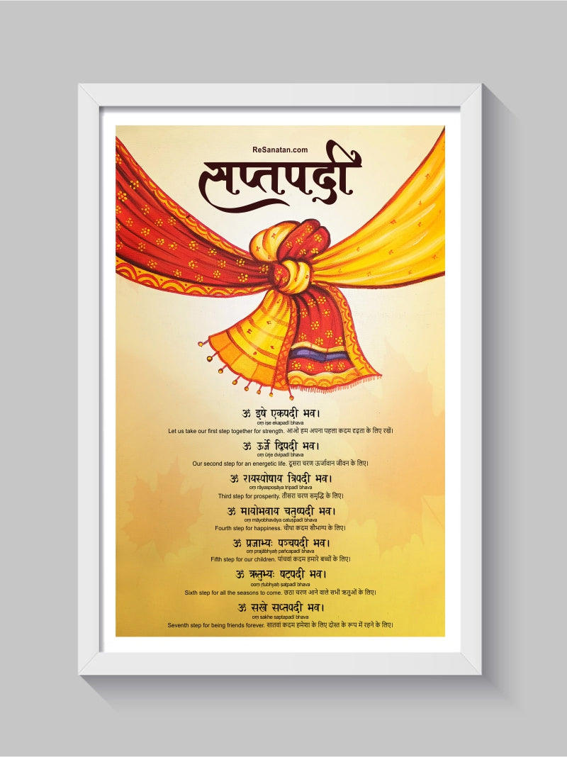 Saptapadi Mantra Wall Frame - Marriage and Anniversary Gift - Framed Wall Art