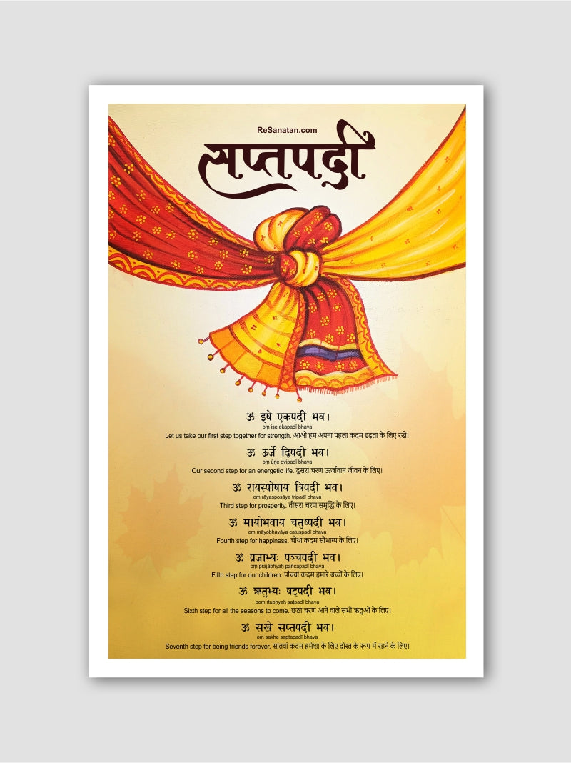 Saptapadi Mantra Wall Poster - Marriage and Anniversary Gift - Printed Wall Art on 300 GSM Art Paper